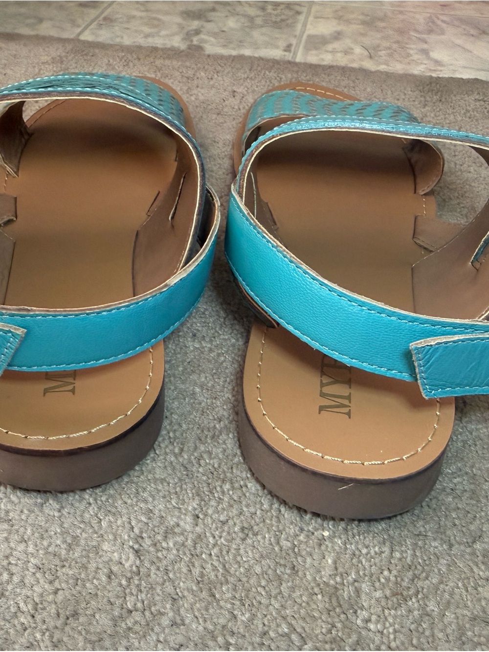 Myra Turquoise Hand Tooled Leather Sandals - Picture 5 of 7